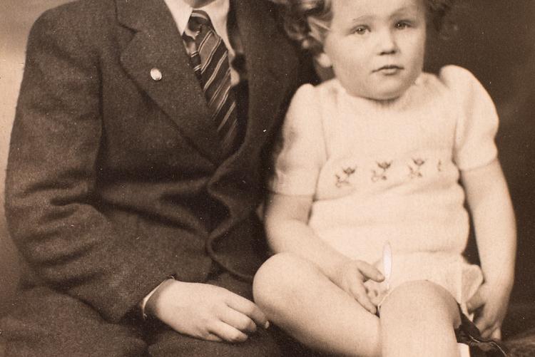 Black and white image of Catherine Callbeck and her brother Bill as children