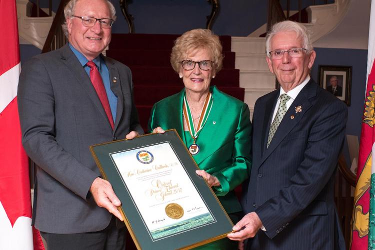 Catherine Callbeck receiving the Order of Prince Edward Island at Government House, 2017