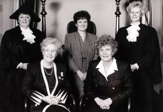 Black and white image of PEI's Famous Five, 1995