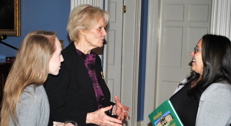 Group image of Pat Mella, Marion Reid and Catherine Callbeck at Government House, 2018