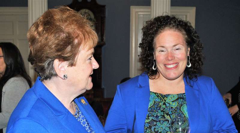 Group image of Pat Mella, Marion Reid and Catherine Callbeck at Government House, 2018