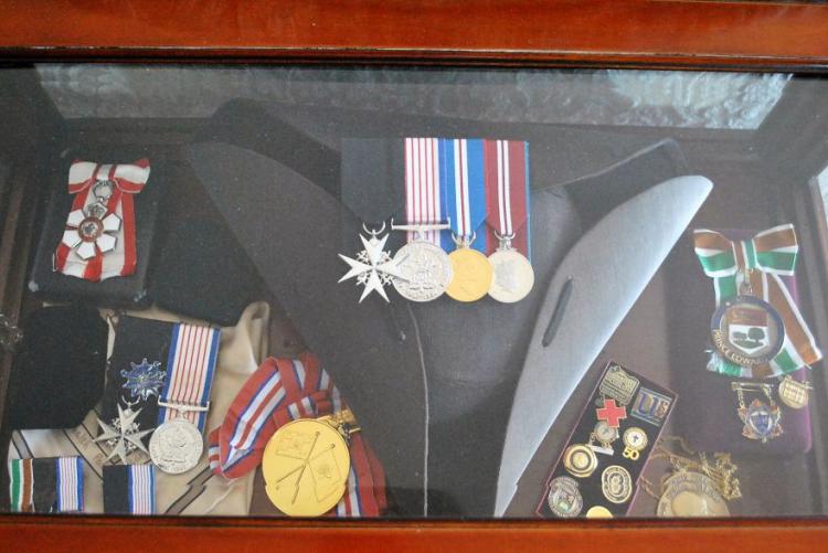 Display case of memorabilia of Hon. Marion Reid
