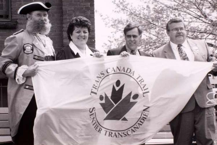 Group at launch of Trans Canada Trail in front of Summerside City Hall, 1994