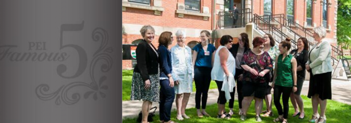 Group of PEI women outside of the Coles Building in Charlottetown